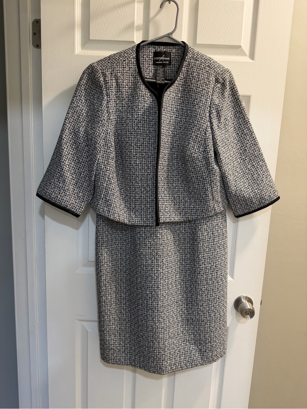 Positive Attitude Black & White Tweed Two-Piece Skirt Set
